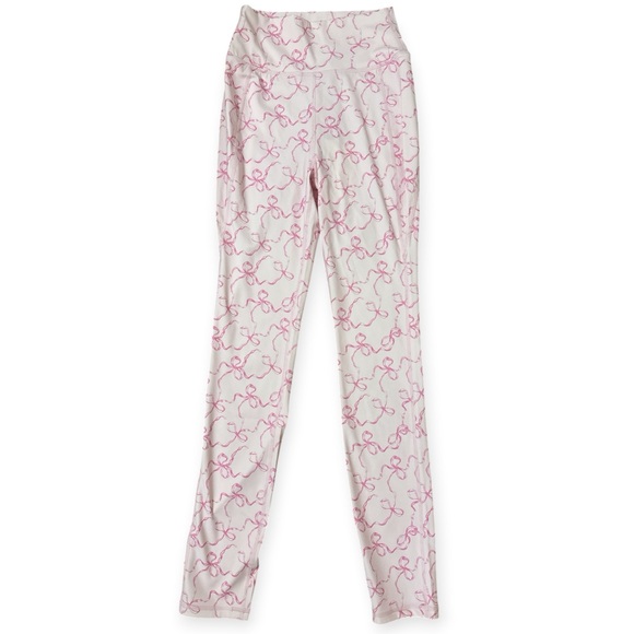 Love Shack Fancy Highland Legging Bow Print Posey Pink Size Extra Small NWT - Picture 5 of 8